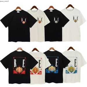 Rhude T-Shirts Tasarımcı T-Shirts Erkek Tişörtleri Yaz Plajı Yüzme Tasarımcısı Tshirts Kısa Kollu Stil Tees Pamuk T-Shirt 13