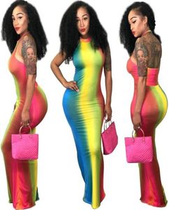 Summer Tie Dye Print Dress Women Casual Long Maxi Dresses Sundress Sexiga klubbklänningar Överdimensionerade klädkläder Vestidos Plus Size S2527174