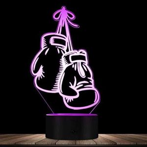 Фамбовые оттенки 3D-боксерские перчатки Светодиодные ночные легкие оптические иллюзии свет USB Кабель 7-цветов
