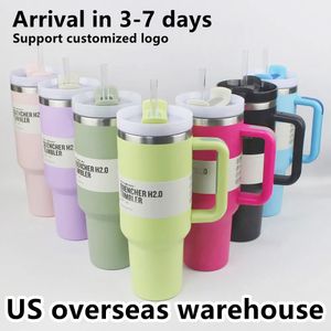 Mugs Ready To Ship Quencher Tumblers H2.0 40oz Stainless Steel Cups with Silicone handle Lid And Straw 2nd Generation Car mugs Keep Drinking Cold Water Bottles