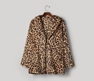 Women039s Wool Blends Women Leopard Print Faux Fur Plus Size Coat Luxury Loose Lapel Thick Warm Long Overcoat Female Plush Ou3518572