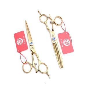 Hair Scissors 55039039 16Cm Titanium Purple Dragon Gold Swivel Handle Cutting Shears Thinning Hairdressing Professional3351843 Drop Dhokg