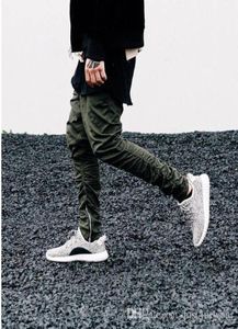 Side Zipper Pleated Pencil Pants Mens High Street Elastic Waist Casual Biker Pants Fashion Jogger Skinny Sweatpants Long Trousers 1766369