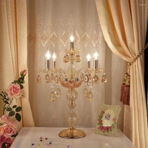 Lampy stołowe Europa szklana lampa kryształowa oświetlenie salonu sypialnia nowoczesne światła biurka wystawowe hala dekoracyjne oprawy oświetleniowe