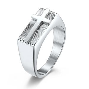 Классические кольца Cross Signet для мужчин мода 14 тыс. Золотое геометрическое прямоугольное кольцо христианские украшения