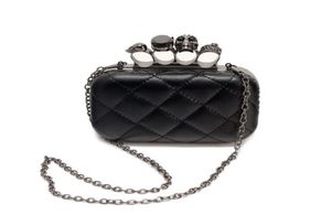 Designernew vintage Skull purse Black Skull Knuckle Rings Handbag Clutch Evening Bag The chain inclined shoulder bag5271155