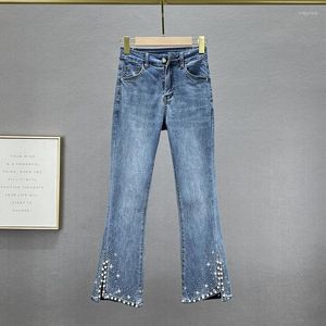 Женские джинсы с бисером укороченные женские женские женские женские брюки с высокой эластичной джинсовой тренас.