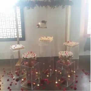 Украшение вечеринки Акриловая стенда Цветочная прозрачная ваза Свадебный стол центральные части Кристаллические складные колонна