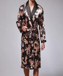 MEN039S NALLEDWEISE PLISE SIZE MENS MENS BEMEBOBE Seiden Kimono Langarm Roben Dressing Kleid Drucken Satin Pyjamas Männer Nacht Peignoir HO1605505