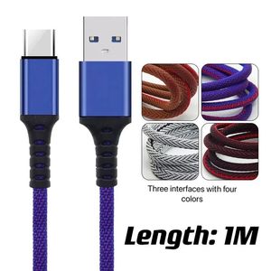 1m 2m 3m 3ft 6ft 9ft 9ft High Speed Micro USB -тип C Кабели зарядки данных синхронизировать металлический телефон Толщина адаптера Сильный плетенный зарядное устройство