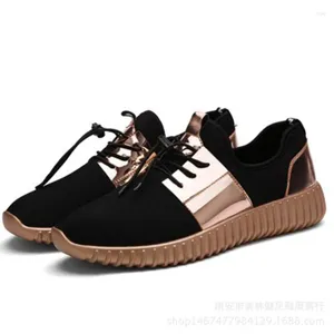 Casual Shoes Sneakers som kör lätt sport PU SOLE för män och kvinnor mesh varumärket andas par guld svart