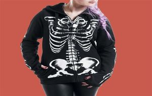 Dark Gothic Hoodie Skeleton Sweatshirt Print Poleron Mujer Harajuku Punk Women Zip Up Hoodie 5xl Plus Size Hoodie Lace Up Y2009157944358