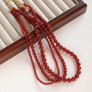 New made of red agate, simple high-end, collarbone chain with elegant temperament and fashionable Chinese style beaded necklace