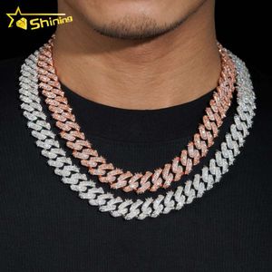 Hip Hop Takı Sıcak Tasarım Rapçi Kolye Sterling Sier 15mm Rosy VVS Moissanite Küba Bağlantı Zinciri