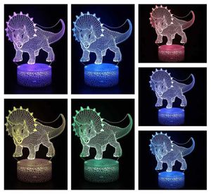Lampade sfumature 3D Illusione Dinosaur Lamp AA Batterie USB Disponibile Triceratops decorazione per camera da letto Lampada luci notturne y240520jshq