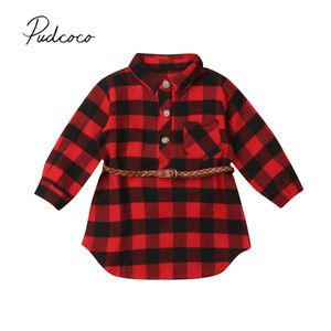 2024 marca natale bambino bambina da bambina lunga camicia top top a maniche lunghe a piantatura a quadri per ginocchiera a lunghezza del ginocchio 0-5y 240518