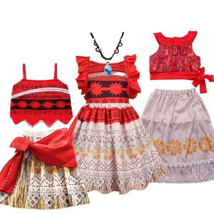 Flickans klänningar 3-10 år tjej Vaiana klänning moana kläder barn födelsedagsfest kläder barn karneval fantasy kostym d240520