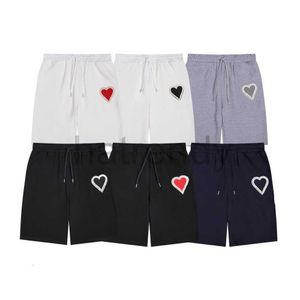 Amis Shorts Paris Fashion Little Love Embroidered Loose Sports Pants for Men and Womens Casual Pure Cotton with Elastic Waist Ie7u
