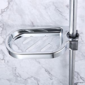 Adjustable Soap Dish Holder for 22mm/24mm/25mm Rail Plastic Shower Sliding Bar Silver Tray 166mm/6.5in Bathroom Kitchen Manage