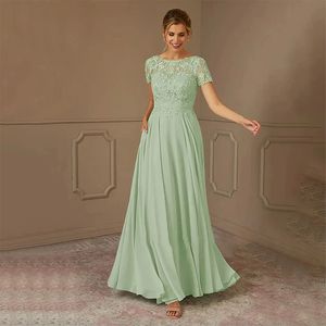 Chiffon wedding party dress Lace A-line mother of the bride dresses for weddings Scoop Neck Prom Dress Free Shipping