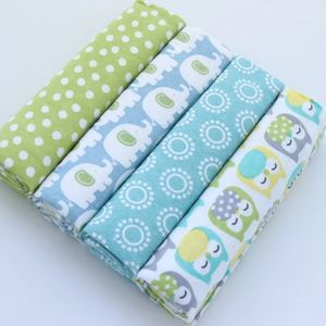 4 pieces/pack 100% pure cotton flannel diaper Supersoft receive born packaging 76x76cm baby bed sheet printed blanket Swaddle 240520