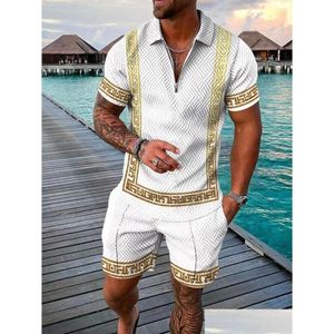 Мужские костюмы Blazers Mens Summer Trade Cuit Luxury Gold Chain Set Set Down Dow