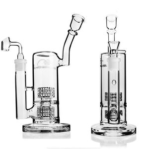 Bongs di vetro caveohs tubo d'acqua gorgogliante piattano olio matrice doppia stereo perc con banger articolare da 18 mm o ciotola spessa