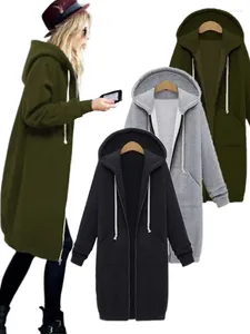 Women's Hoodies 2024 Autunno inverno Donne a colori solidi coppicesima giacca con cappuccio con cappuccio per felpe lunghe tasche per outwear casual