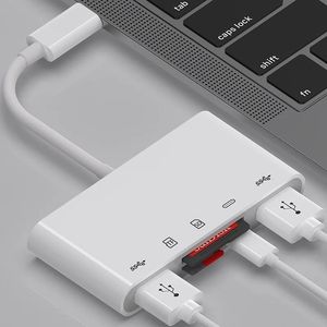 2024 5 In 1Type-C Multi Adapter USB Connector TF Card Reader for Macbook Laptop and More USB C Devices Type-C Multi Adapter Connector