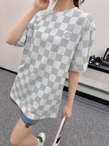 Women's T-Shirt designer 24 Summer Checkerboard Round Neck Short sleeved T-shirt Comfortable, Breathable, Simple, Commuting, Leisure, and Fashionable L8C4