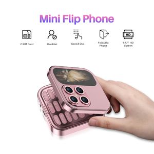 Новый i17 Pro Mini Mini Mobile Phone Golden разблокированная двойная SIM -карта FM Radio Vibration Magic Voice Blacklist Speed Dial 1.77''''s Screen Square Phone