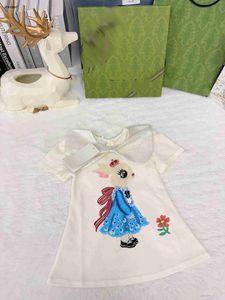 Top designer baby clothes Short sleeve Kids Dress baby lapel dress Size 80-140 CM Summer Cartoon rabbit pattern printing skirt July10
