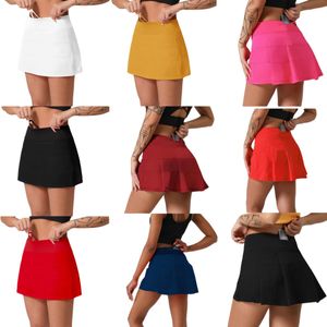 Röcke für Frauen Designer Rockanzug Mini High Taille Tennis Kleid Yoga Skort Schnelle trockene Faltenrock Running Sportrock Damen Shorts Kleid mit Taschen Frau Lady