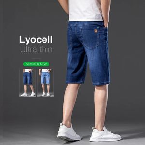 Classic Style Summer Mens Thin Short Jeans Lyocell Straightleg Denim Shorts Stretch Fabric Business Casual Male 240520