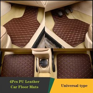 Floor Mats Carpets Car Floor Mats 4 Pcs Universal PU Leather Floor Mats Liners For Cars Truck SUV Front Rear Mats Foot Pad Car Accessories T240521