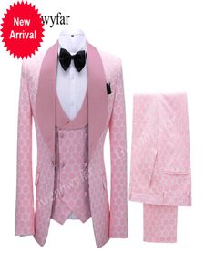 Gwenhwyfar Nowy garnitur w kropki dla mężczyzn kamizelki Blazer Lapel Custom Made Shawl z spodniami 2021 Modna Modna Tuxedos Groomsmen Wear7802123
