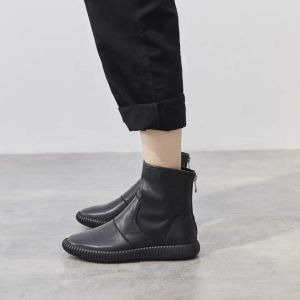 Booties White Platform Female Ankle Boots Work Sneakers Chunky Leather Short Shoes for Women Sports Flat Footwear Spring 2023 Pu