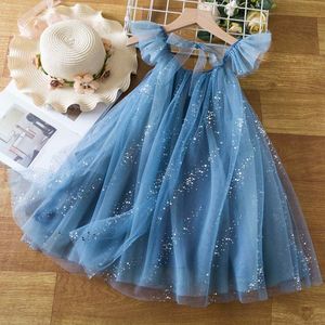 2024 New Summer Servender Princess Ruffles Kids Holiday Squin Tutu 생일 파티 멍청이 우아한 여자 드레스 3-8y