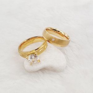 Rings de cluster Designer Conjuntos de noivado de casamento para meninas 24K Gold Plated Jewery CZ Diamond Ring Feminino