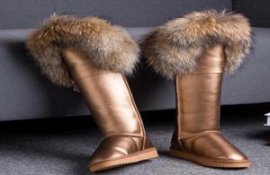 Schnee warme Stiefel Frauen Winterfutter echte Trimm Wildleder Leder Knie High Stiefel Dicke9900882