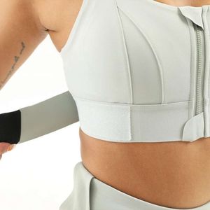 Women Sports Bras Tights Crop Top Yoga Vest Front Zipper Plus Size Justerbar remssacksäker Gym Fiess Athletic Brassiere