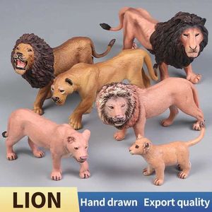 Novel Games Solid Simulation Wild Forest Animal Zoo Mane Lion Lioness Model Figure Playset Education Collections Toy Figurine For Kids Y240521