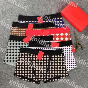 Cuecas masculinas estampadas em V luxuosas Tide Brand Boxers de puro algodão Roupa interior masculina confortável 3 peças Calções de roupa interior masculina