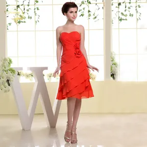Partykleider rot Plus Größe Kleid bescheidener Cocktail 2024 Prom Formal Frauen Kurzkleid Knie Länge Abschluss Homecoming