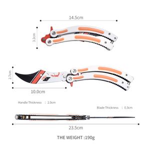 Stålfjärilspraxis rostfritt fällbara stresslindringsträning oskadad spelkniv utomhus nybörjare fantasi lek 7665de