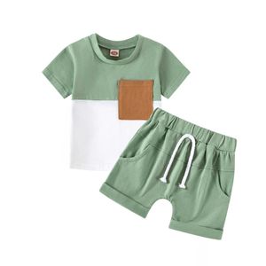 Set di abbigliamento 2 pezzi per bambini a manica corta cortometrali set per bambini pantaloni per camicia per bambini abiti per bambini vestiti ragazzi y240520x4cd