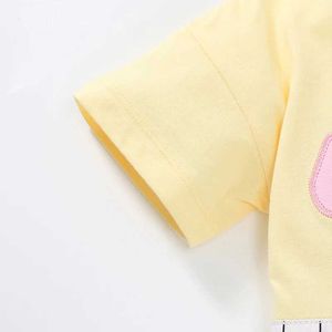 T-shirts Little Maven 2024 Summer Yellow Blues Kids Clothes Baby Girls T Shirts Cartoon Childrens Clothing Cotton Tops Tees Y240521