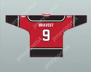 Anpassad FDNY Bravest 9 Red Hockey Jersey Design 2 med patch sömnad S-M-L-XL-XXL-3XL-4XL-5XL-6XL