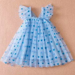 Baby Girls Summer Fly Sleeves Polka Dots Tulle Tutu With Butterfly Wings Strap Dress 2024 Toddler Kids Party Vestidos