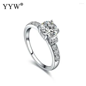 With Side Stones Zinc Alloy Rhinestone Rings For Women Wedding Jewelry Circle CZ Finger Fashion Couple Lovers Wholesale 2024 Trendy
